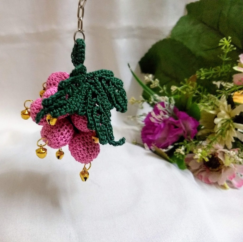 Crochet Grape Keychain