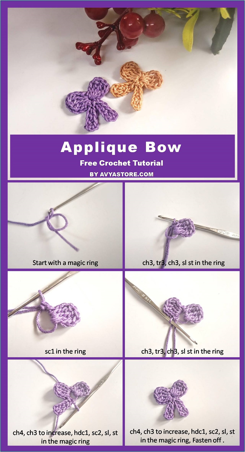 Applique Bow – Free Crochet Tutorial