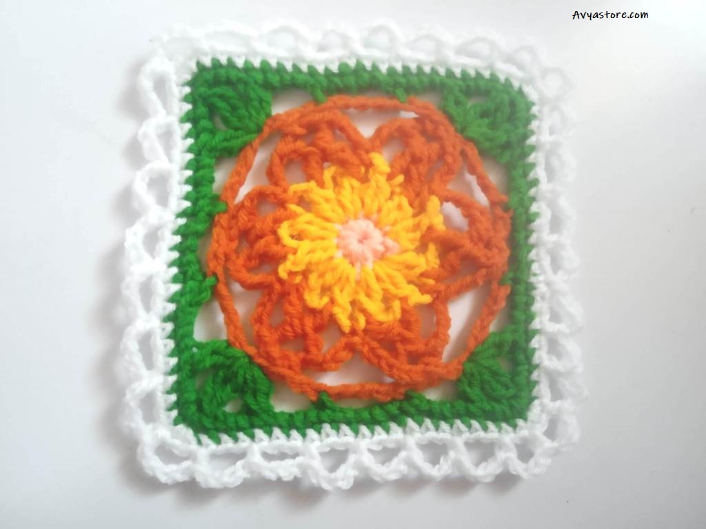 How to Crochet Acacia flowers Granny Square - Free Pattern