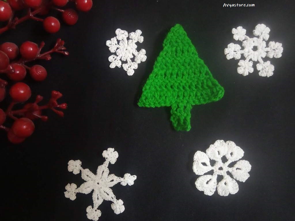 How to crochet an Applique Christmas Tree - Free Pattern 
