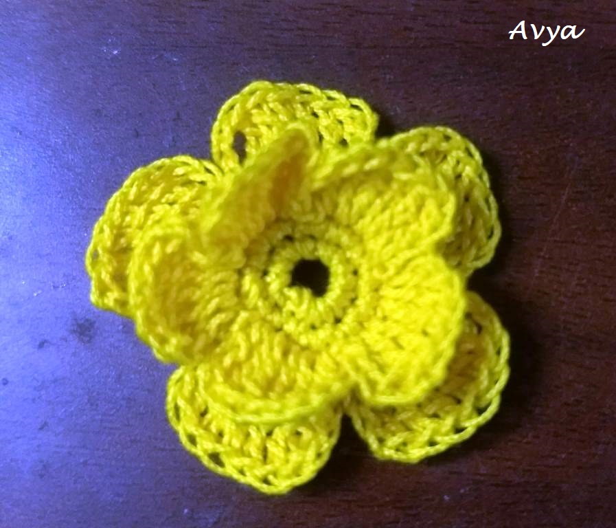 Crochet Wedding Boutonniere Flower, Leaf Motif