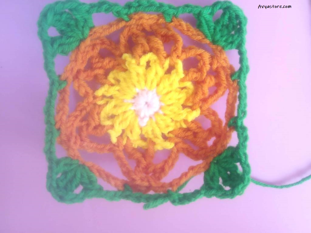 How to Crochet Acacia flowers Granny Square - Free Pattern