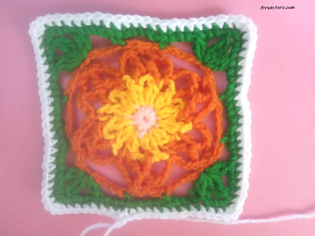 How to Crochet Acacia flowers Granny Square - Free Pattern