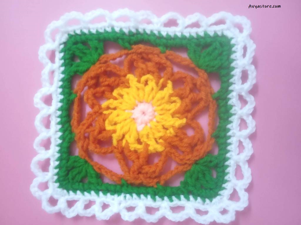 How to Crochet Acacia flowers Granny Square - Free Pattern