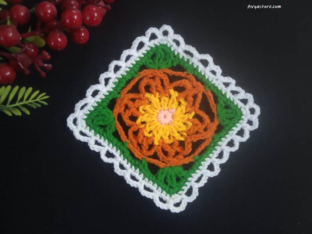 How to Crochet a Granny Square with Acacia flowers - Free Pattern